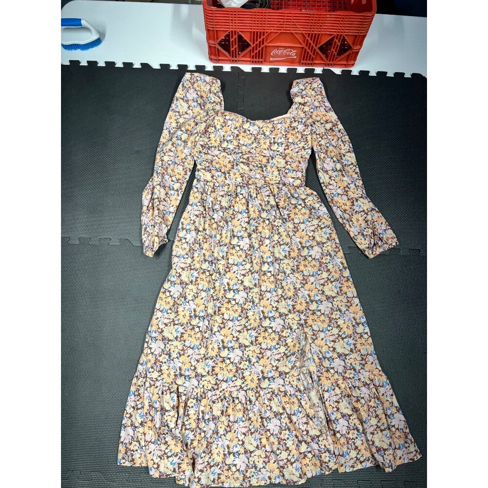 Floral Maxi Dress With Puff Sleeves & Smocked Back By Band Of The Free Size M